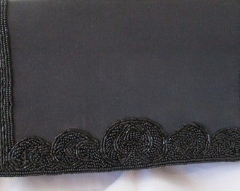 Vintage Black Beaded Evening Bag