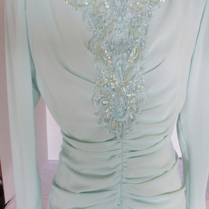 Vintage Wedding Guest Dress, Mint Green Beaded image 3