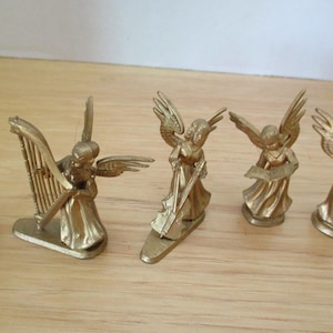 Vintage Hong Kong Golden Angels Figurines, Small Collectible Angel, Decor Gift Charming Accent