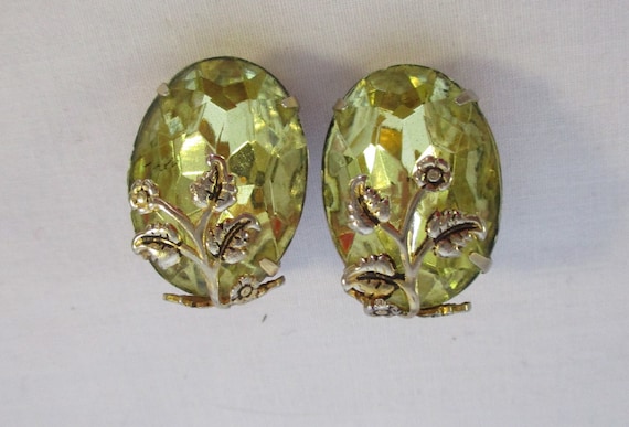 Vintage Citrine Color Clip on Earrings - image 1