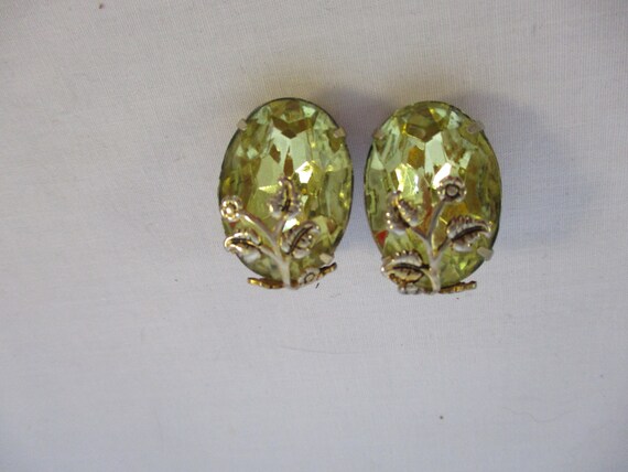 Vintage Citrine Color Clip on Earrings - image 2