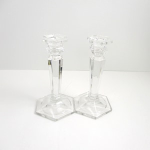 Mikasa Crystal Candlesticks, Clear hexagonal base