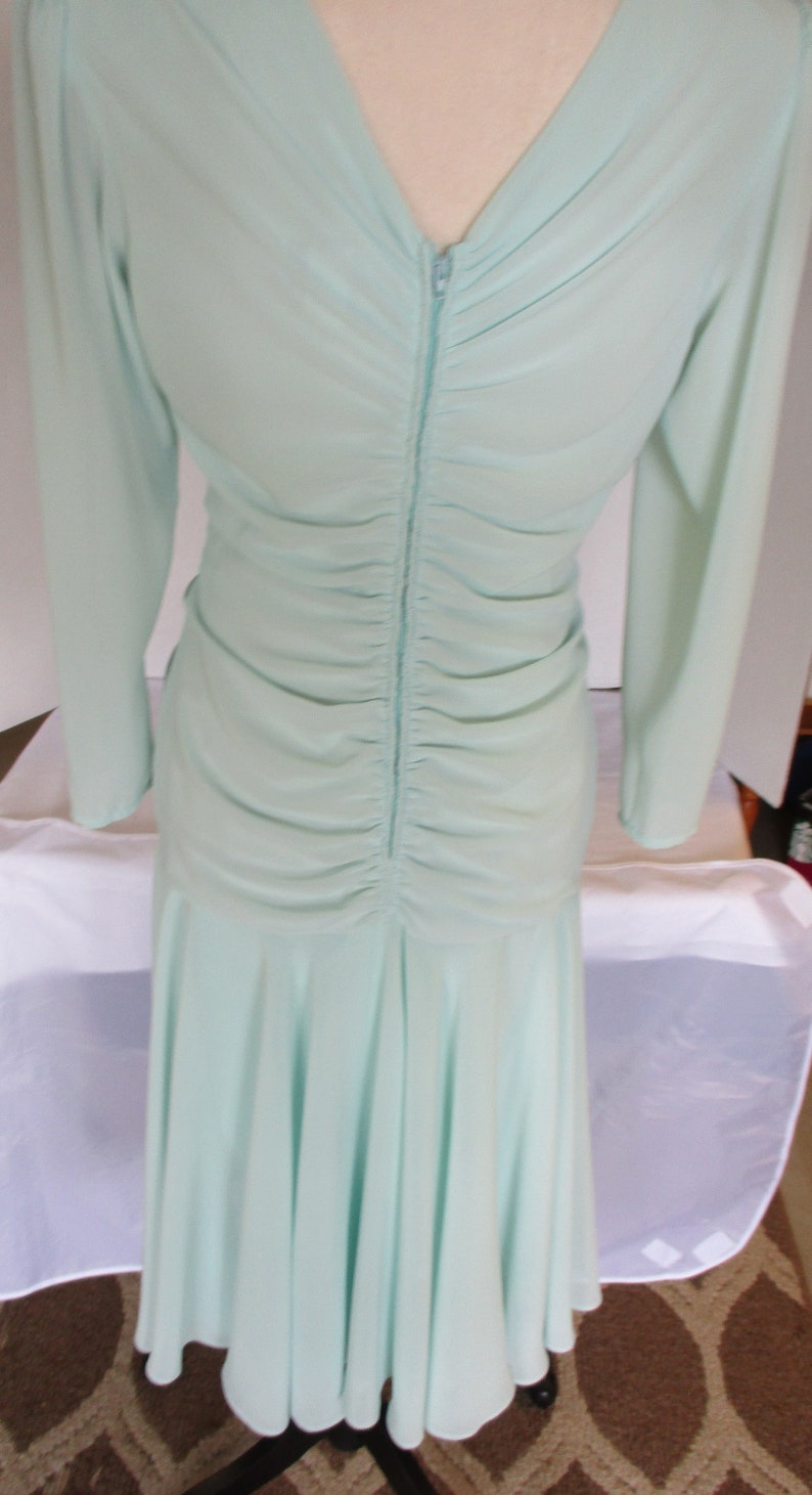 Vintage Wedding Guest Dress, Mint Green Beaded image 5