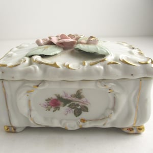 Vintage Porcelain Trinket Box, Wales Made in Japan, Collectible Jewelry Holder Decorative Gift