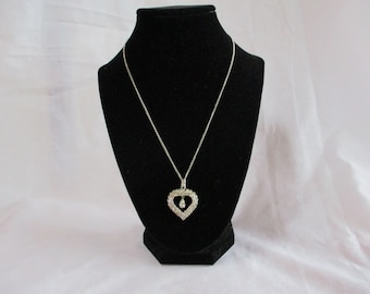Vintage rhinestone, heart shaped necklace