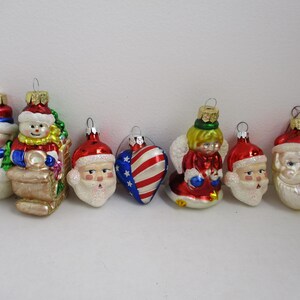 Vintage Glass Christmas Ornaments Set of 7, Figural Holiday Decorations, Retro Xmas Tree Decor, Collectible Shiny Baubles Gift
