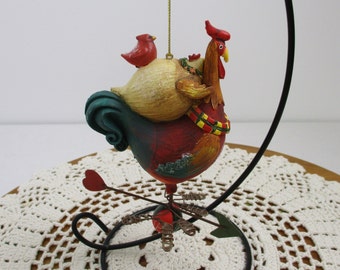 Rooster Christmas Ornament - Chicken Weather Vane Decor for Farmhouse Holiday