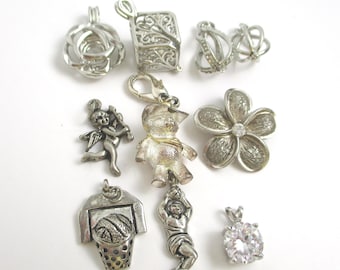Vintage Silver Plate Charms for Jewelry Making, Pendant Collection