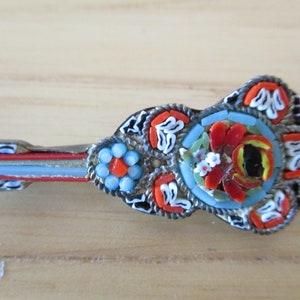 Vintage Guitar Micro Mosaic Pin: Italian Enamel Brooch