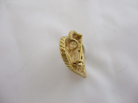 Vintage Gold Tone Heart, Brooch / Pendant - image 6