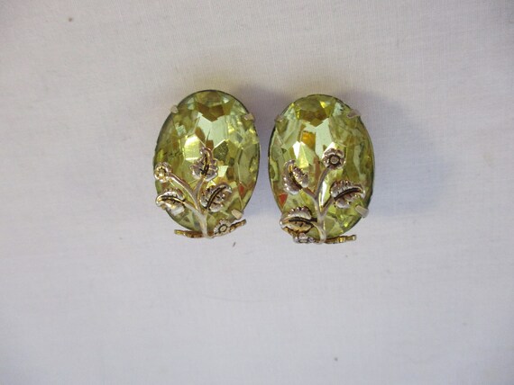 Vintage Citrine Color Clip on Earrings - image 4