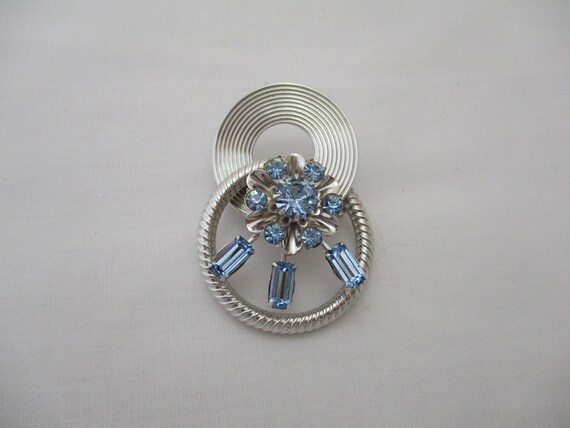 Vintage Coro, Circle Pin, Ice Blue - image 4