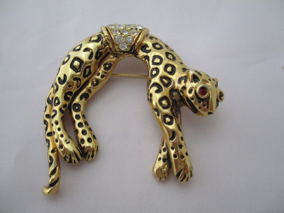 VINTAGE FLORENZA LEOPARD  Brooch - image 2