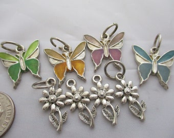 Vintage Charms, four flowers, four butterflies