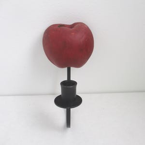 Vintage Wooden Apple Candle Sconce: Rustic Farmhouse Wall Decor