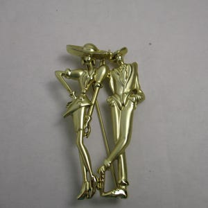 Gold tone Brooch couple Gatsby look