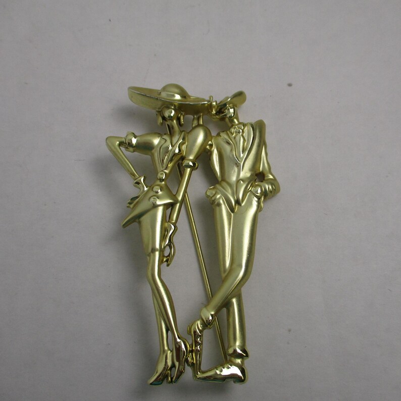 Gold tone Brooch couple Gatsby look