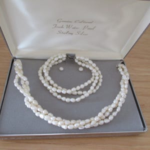 Vintage Small Cultured Pearl Jewelry Set ,Sterling Silver Boxed, Gift for Her Classic Elegant Bridal Accessories