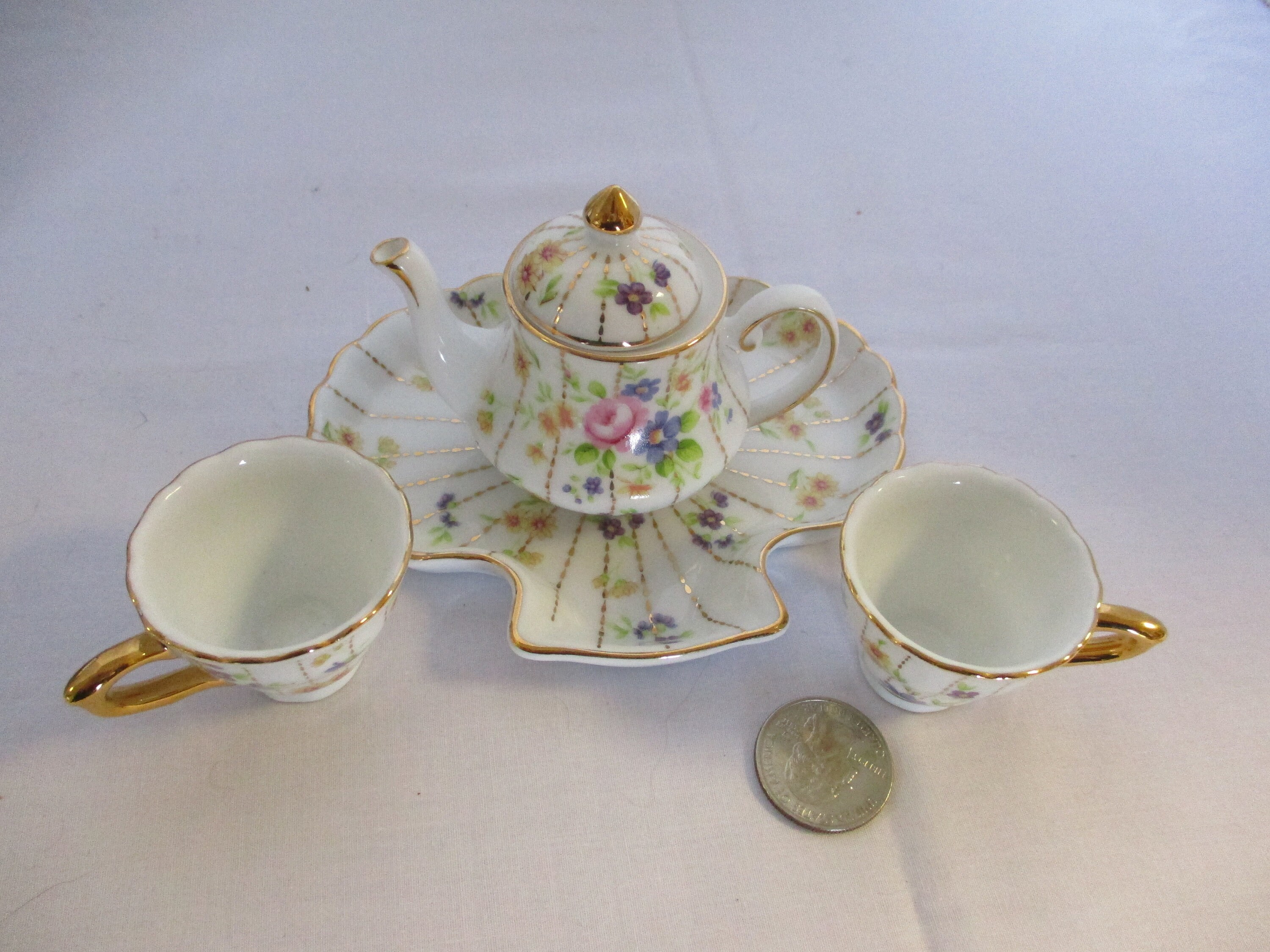 Vintage T Limoges Miniature Tea Set Etsy