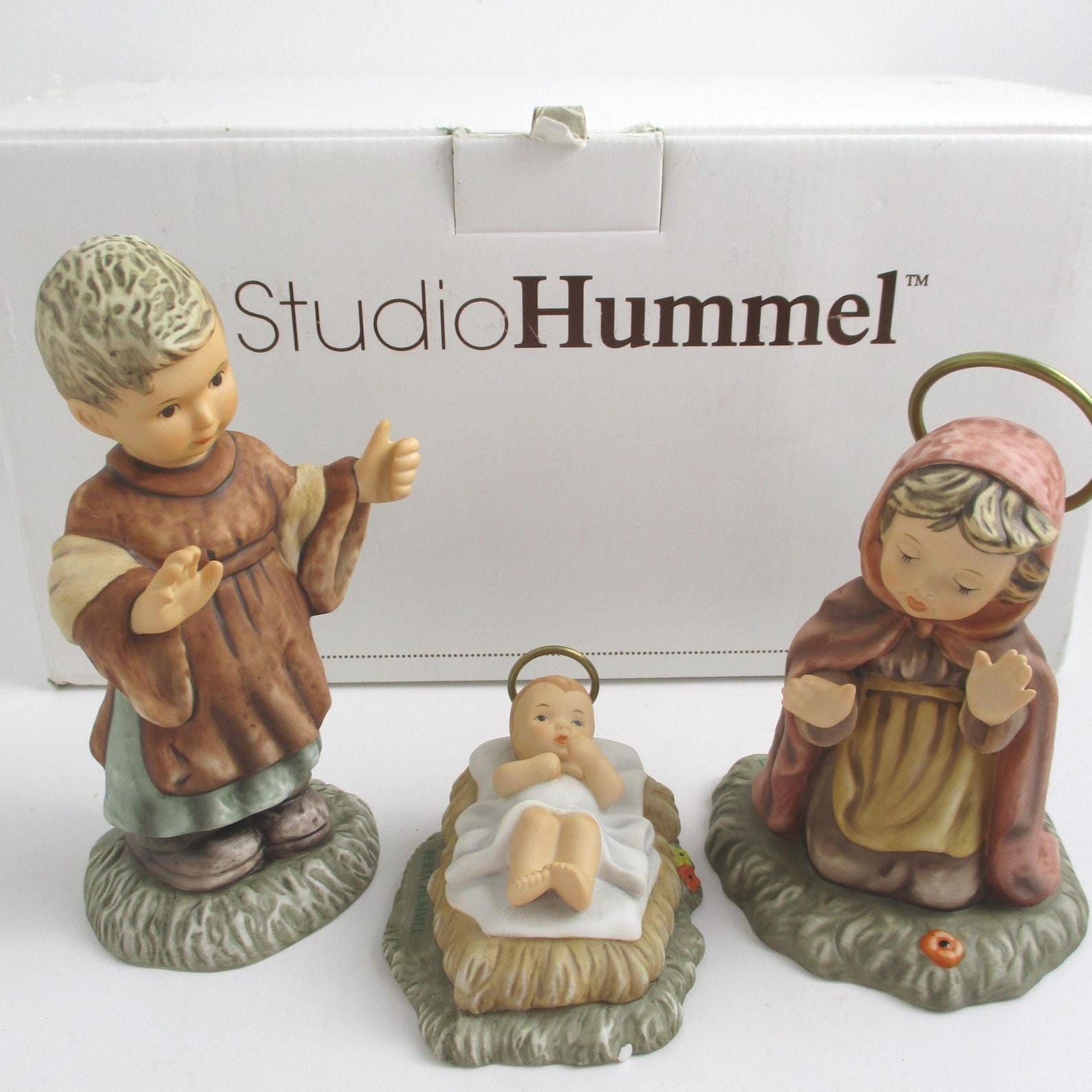 Berta Hummel Nativity Set, Matte Porcelain Figures of Mary, Joseph, and Baby Jesus
