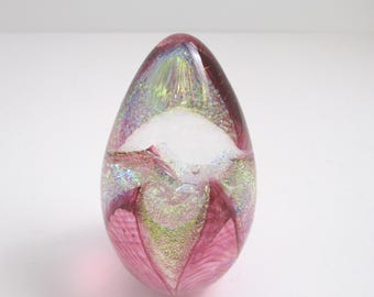 Glass Eye Studio Dichroic Egg Paperweight, Handmade Art Decor