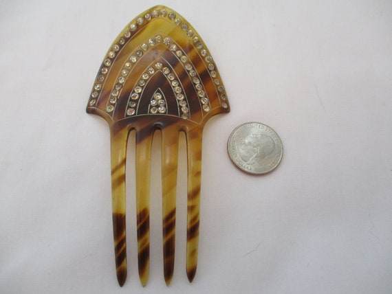 Vintage Faux Tortoise Shell Hair Comb - image 4