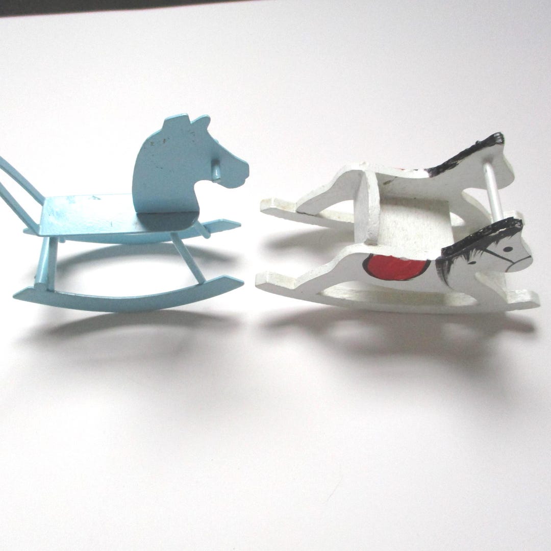 Vintage Miniature Rocking Horses, Wooden and Metal Collectible Doll ...