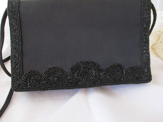 Vintage Black Beaded Evening Bag - image 1