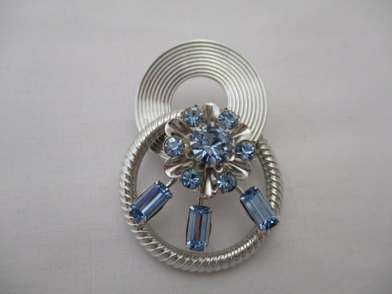 Vintage Coro, Circle Pin, Ice Blue - image 2