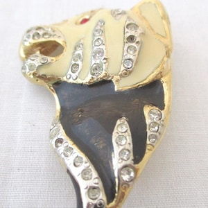 Vintage Rhinestone Tiger Head Brooch, Statement Jewelry, Animal Lover Gift, Retro Pin, Glamorous Accessory, Unique Collectible