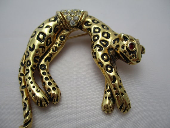 VINTAGE FLORENZA LEOPARD  Brooch - image 7