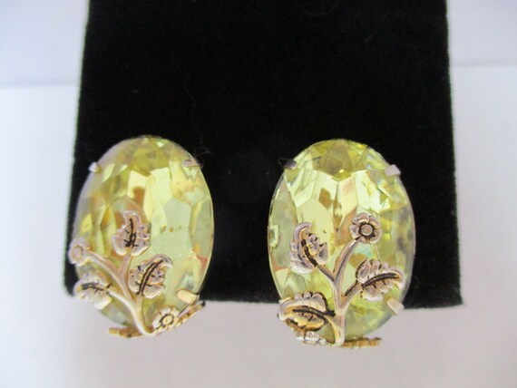 Vintage Citrine Color Clip on Earrings - image 3