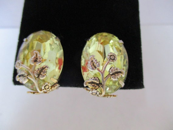 Vintage Citrine Color Clip on Earrings - image 8
