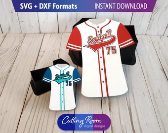 Softball Jersey SVG DXF Geschenkbox & Kartenhalter Vorlage Bundle - Digital Download