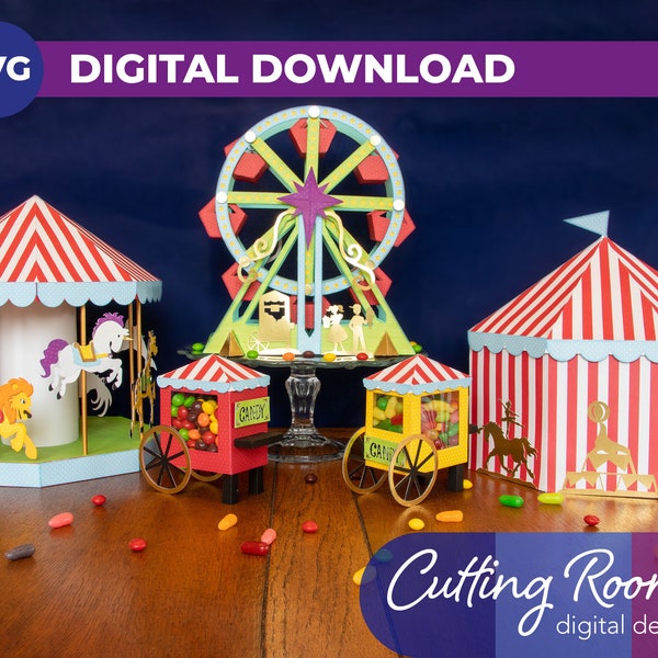 Conjunto de decoración de fiesta de circo - Descarga digital SVG