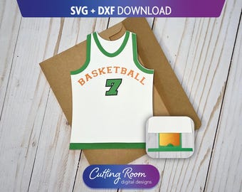 Basketball Jersey Gift Card Holder SVG DXF Template - Envelope Included - Custom Paper Thank You for Mom, Dad, & Coach - Digital Download