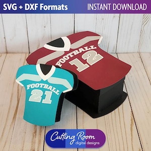 Modèle de boîte cadeau et porte-cartes SVG et DXF de maillot de football | Couleurs d'équipe personnalisées | Conception 3D - Téléchargement numérique