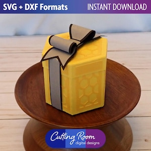 Mini-honingraatgeschenkdoos voor bijenthemafeest - digitale download, SVG en DXF