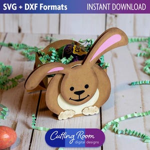 Scatola di caramelle e dolcetti a forma di pancia di coniglio primaverile - Download digitale SVG e DXF
