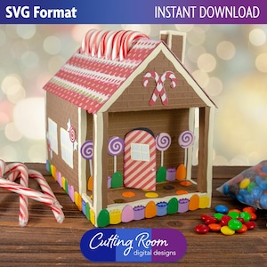 Lebkuchenhaus Zuckerstangenhalter Weihnachtsdekoration - Digital Download SVG