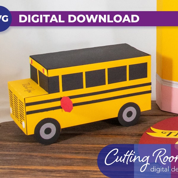 School Bus Teacher Appreciation 3D Gift Box - Digital Download SVG