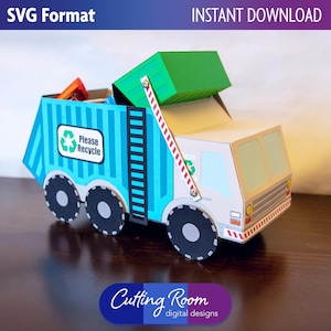 Müll und Recycling LKW-Party-Dekoration-Leckerli-Halter - Digitaler Download SVG-Datei