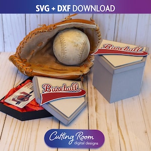 3D Baseball Home Plate Gift Box and Card Holder SVG & DXF Template - Includes Box Sized for Baseball - Digital Download