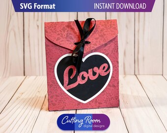 LOVE Candy Bag Valentines Gift Bag 5.5 inches tall - Digital Download SVG