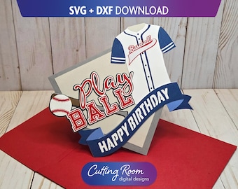 Baseball Jersey Greeting Card SVG DXF Template - Envelope Included - Custom Layered Paper Birthday Gift for Coach & Fans - Digital Download