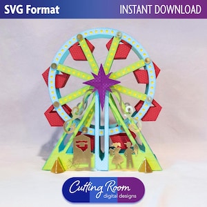 3D-reuzenrad SVG-papier ambachtelijke sjabloon - tafelstuk - decor circus carnaval feest - digitale download