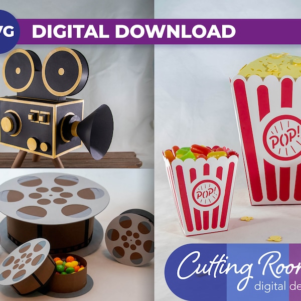 Décor de fête de cinéma et coffret - Téléchargement numérique SVG