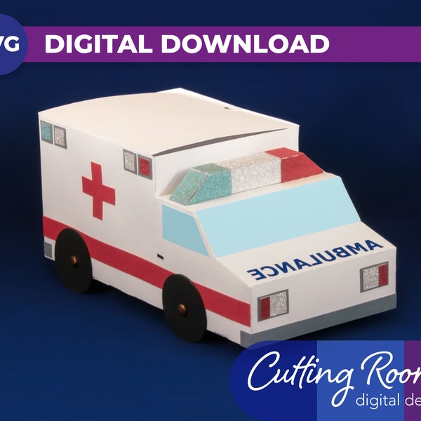Ambulance Box - Emergency Responder Gift Box - SVG and PDF File - Digital Download SVG