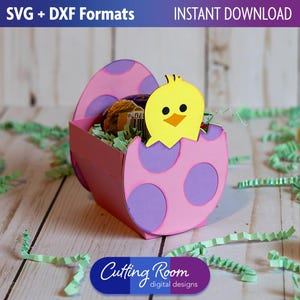 春のイースターひよこ卵腹のお菓子とキャンディーボックス - デジタルダウンロード SVG および DXF