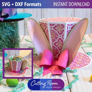 Boîte cadeau lapin de Pâques haut de forme et porte-bonbons - Téléchargement numérique SVG et DXF